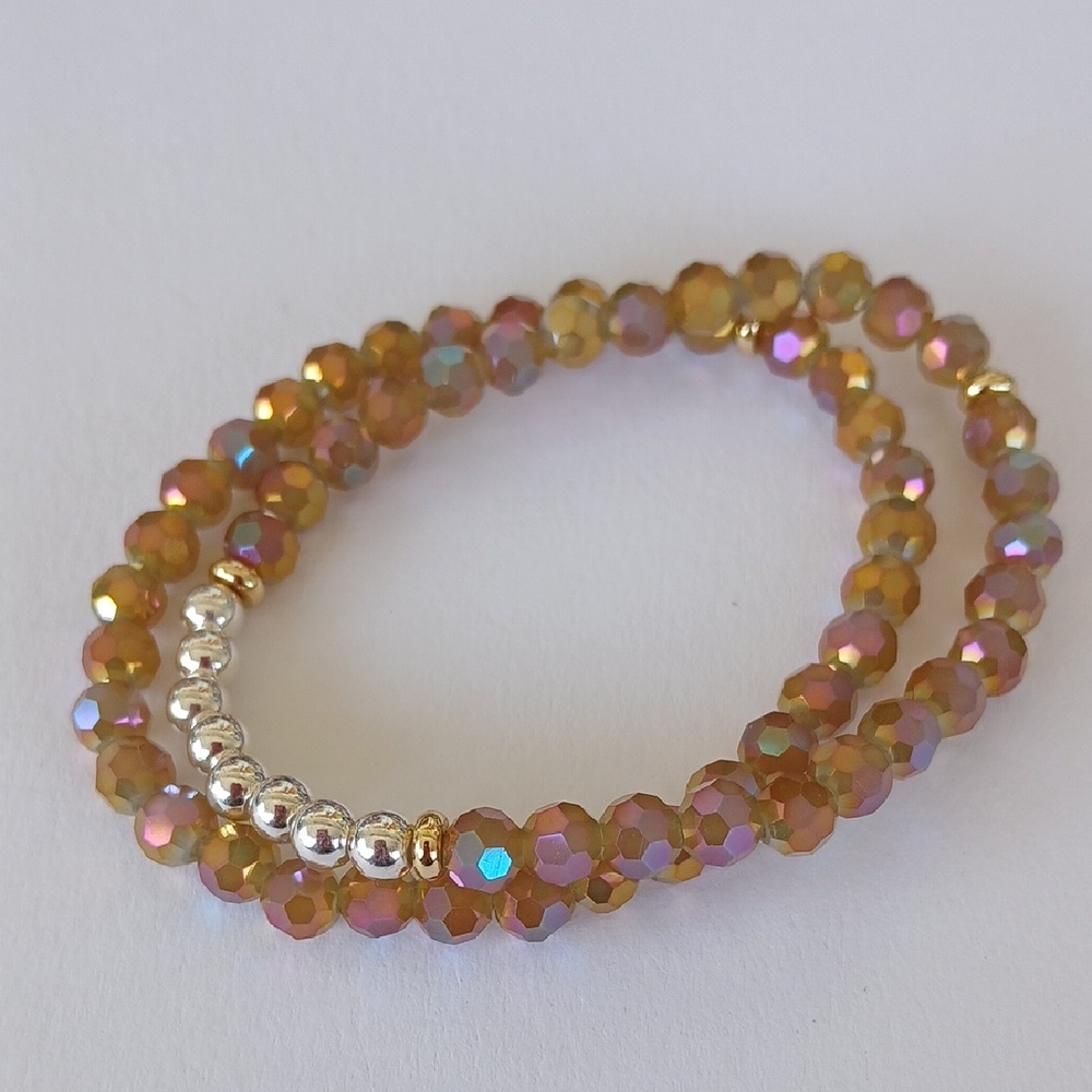 Elegant Gold and Silver Beaded Bracelet Set Of 2